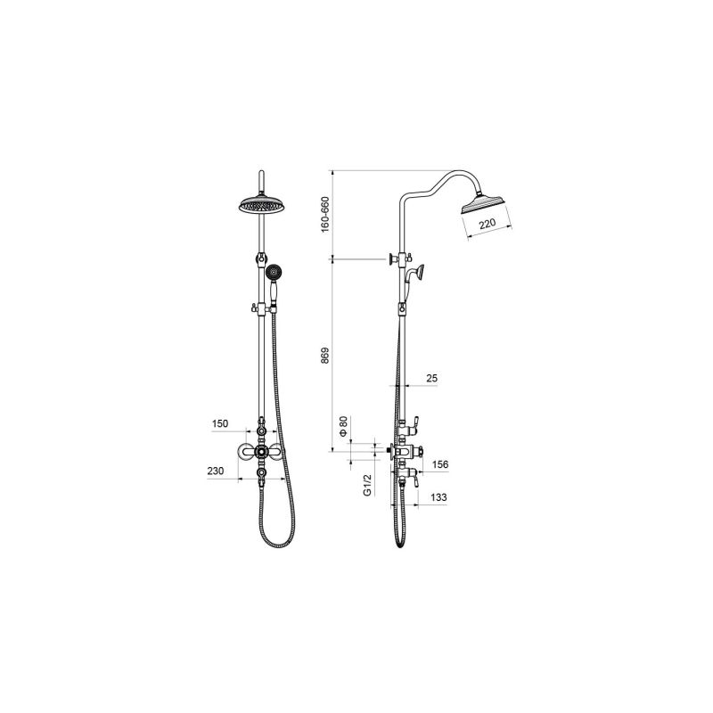 Душевая система Aquatek Классик AQ2563MB с термостатом Черная матовая