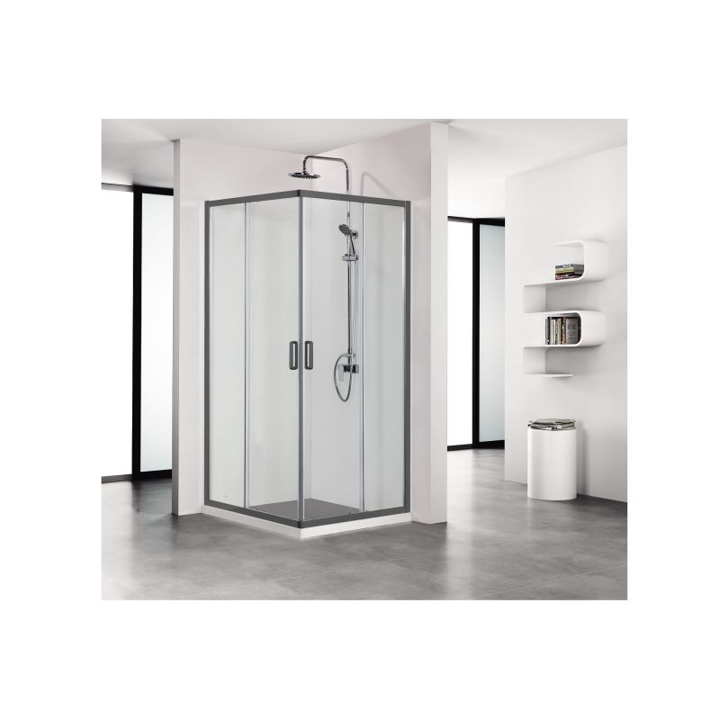 Душевой уголок Aquatek 80х80 AQ ARI KV 08020BL профиль Черный стекло прозрачное