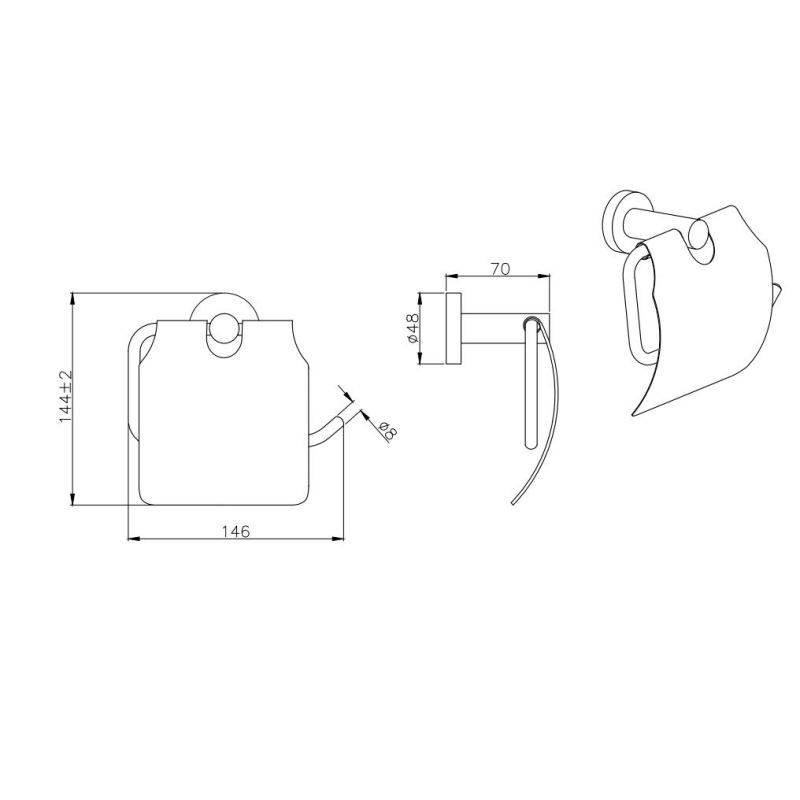 Держатель туалетной бумаги с крышкой Aquatek, матовый черный AQ4009MB ВЕГА 