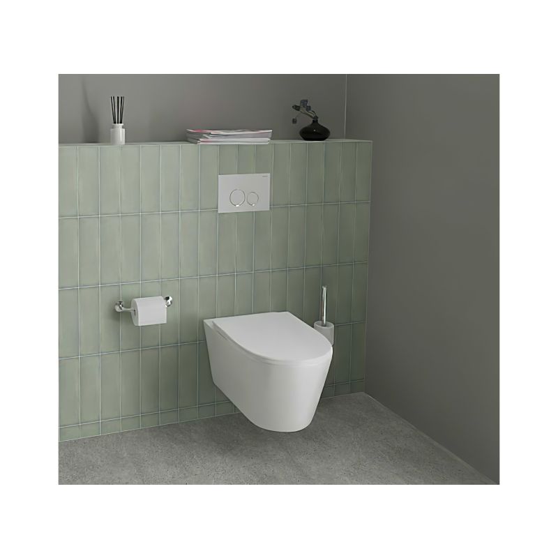 Клавиша смыва Aquatek Белая ободок хром (клавиши круглые) KDI-0000015