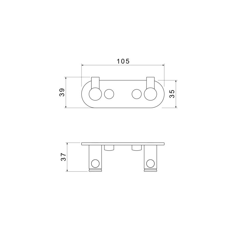 Крючок двойной Aquatek, матовый черный AQ4102MB ЕВРОПА