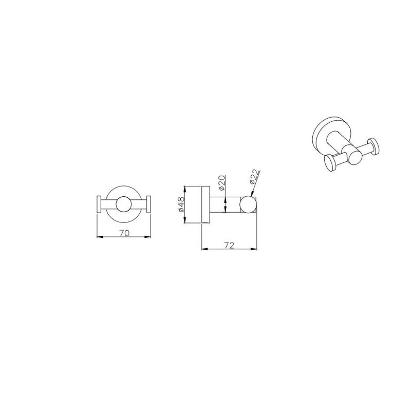 Крючок двойной Aquatek, матовый черный AQ4002MB ВЕГА 