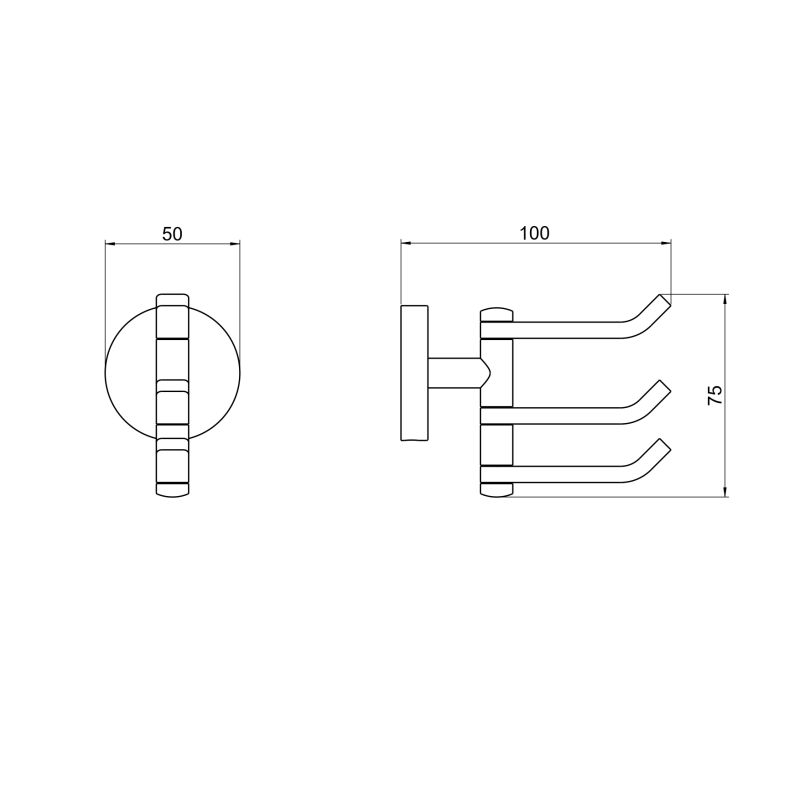 Крючок тройной Aquatek, матовый черный AQ4632MB БЕТТА