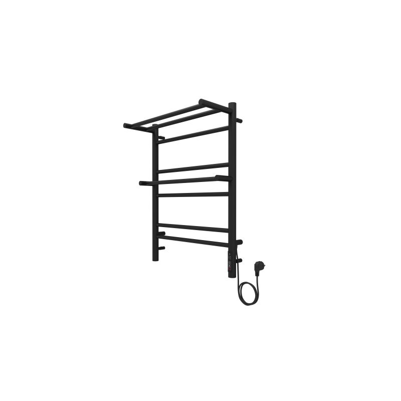 Полотенцесушитель электрический Aquatek  Альфа П7 500х700 мм, с полкой, Черный, AQ EL RRP0770BL с терморегулятором и таймером quick touch