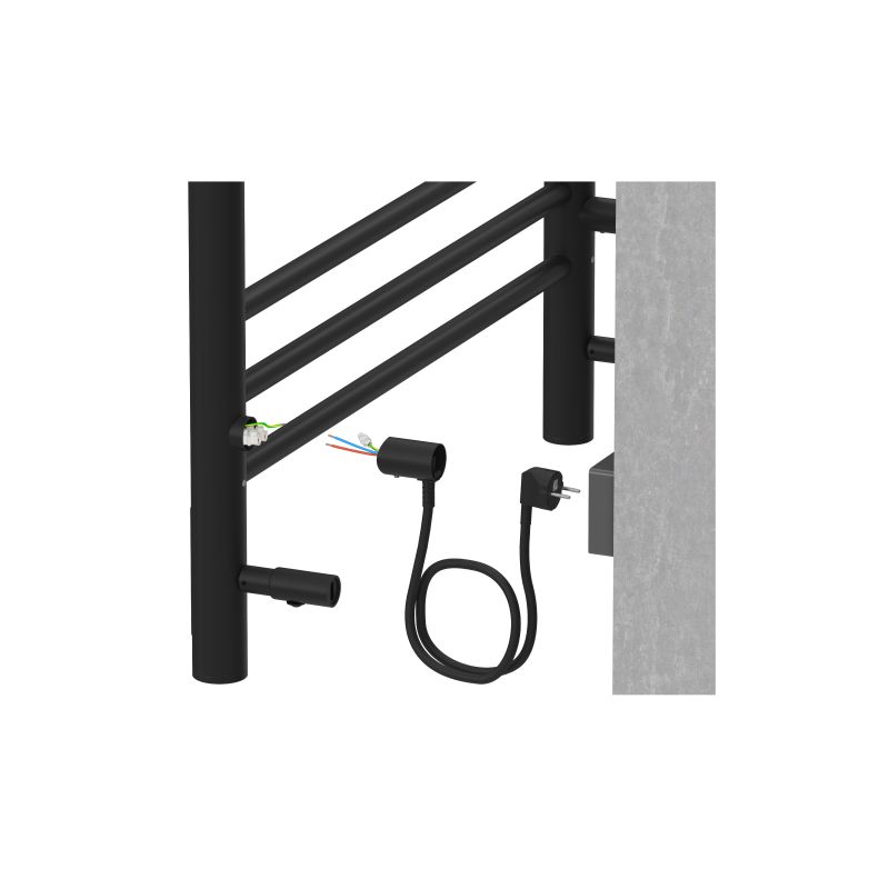 Полотенцесушитель электрический Aquatek  Альфа П7 500х700 мм, с полкой, Черный, AQ EL RRP0770BL с терморегулятором и таймером quick touch