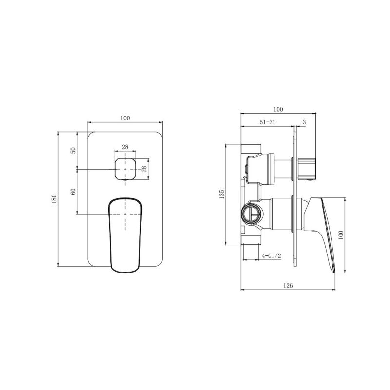 Смеситель для ванны Aquatek (внешняя и скрытая часть), матовый черный AQ1046MB ВЕГА 