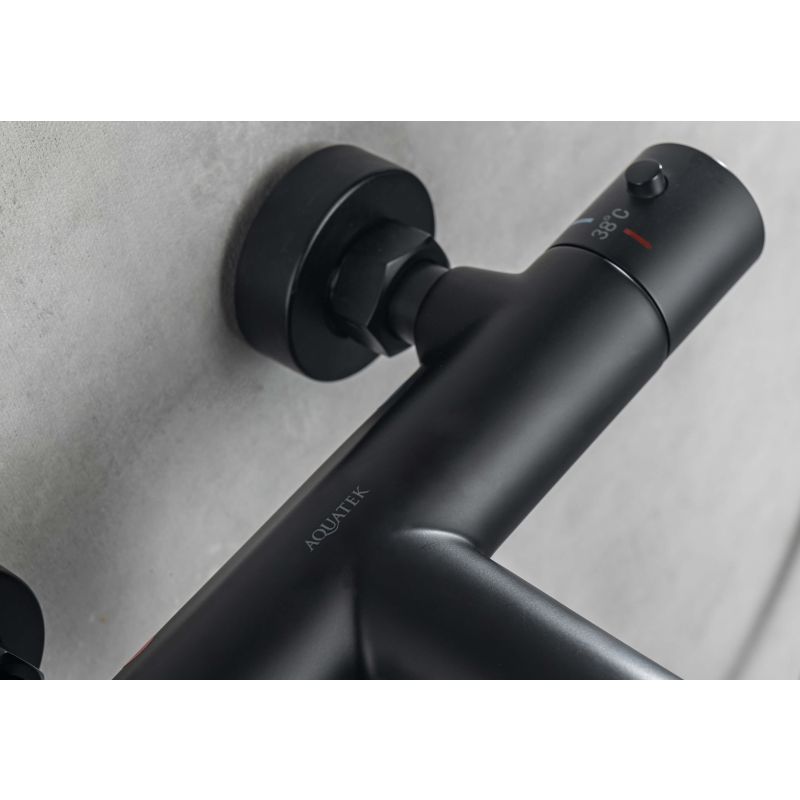 Термостатический смеситель для ванны Aquatek, матовый черный AQ1043MB 