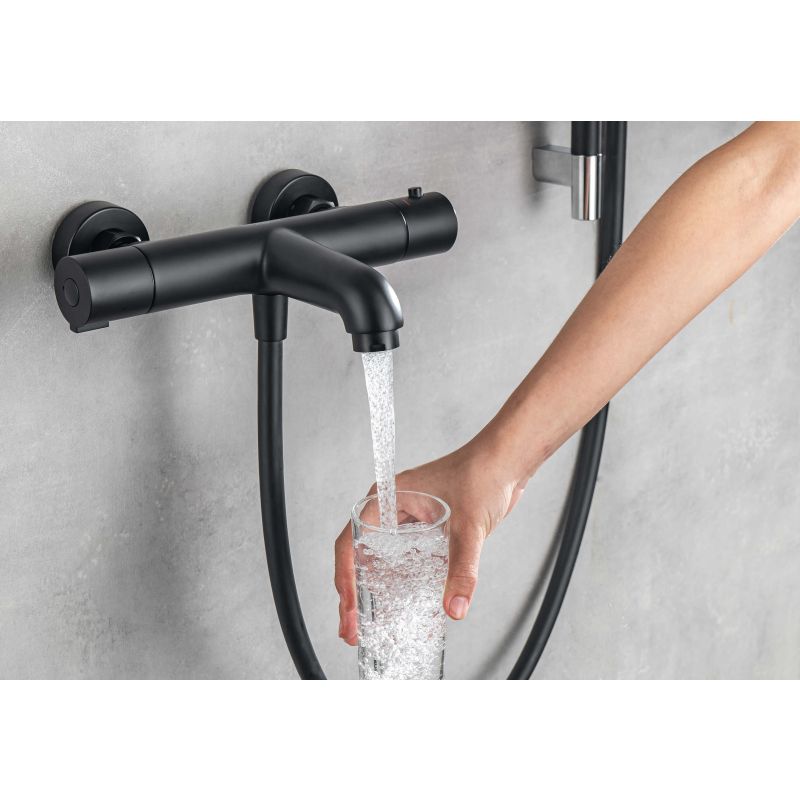 Термостатический смеситель для ванны Aquatek, матовый черный AQ1043MB 