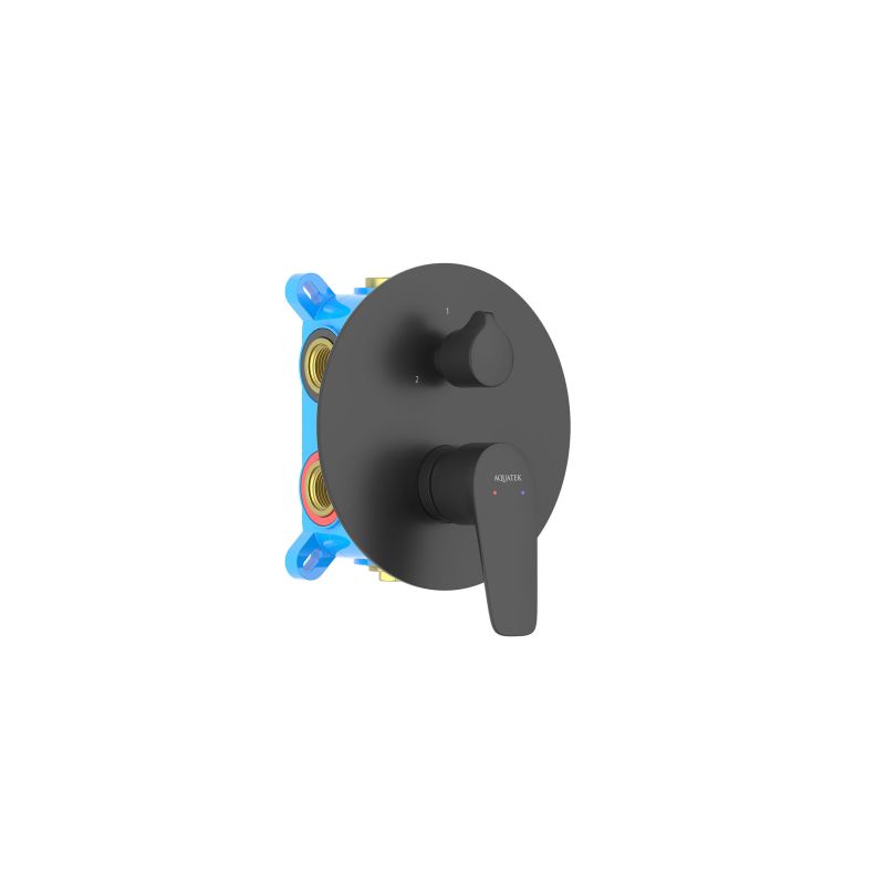 Смеситель для ванны, 3 режима (внешняя и скрытая часть) Aquatek, матовый черный AQ1147MB БЕТТА