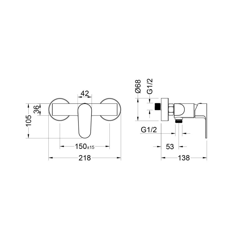 Смеситель для душа Aquatek, матовый черный AQ1260MB ОБЕРОН