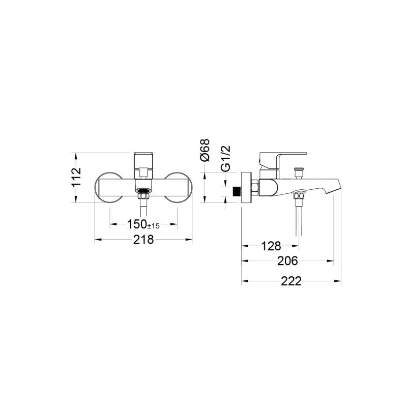 Смеситель для ванны Aquatek AQ1240CR ОБЕРОН