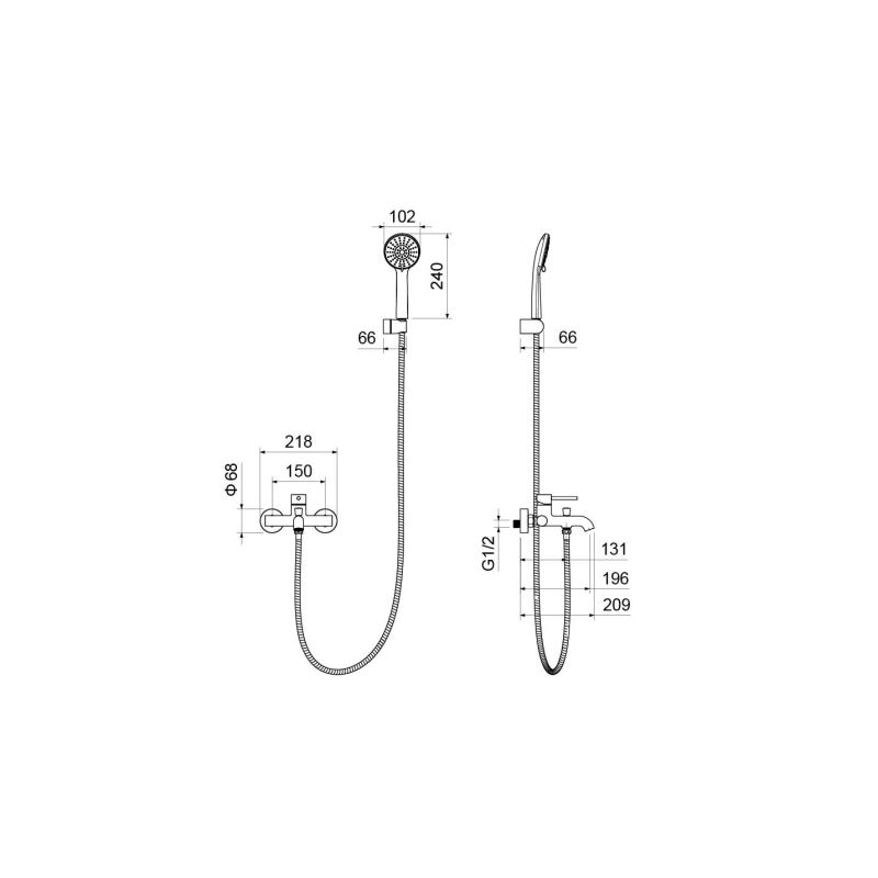 Смеситель для ванны с душевым набором Aquatek AQ1349CR ЕВРОПА
