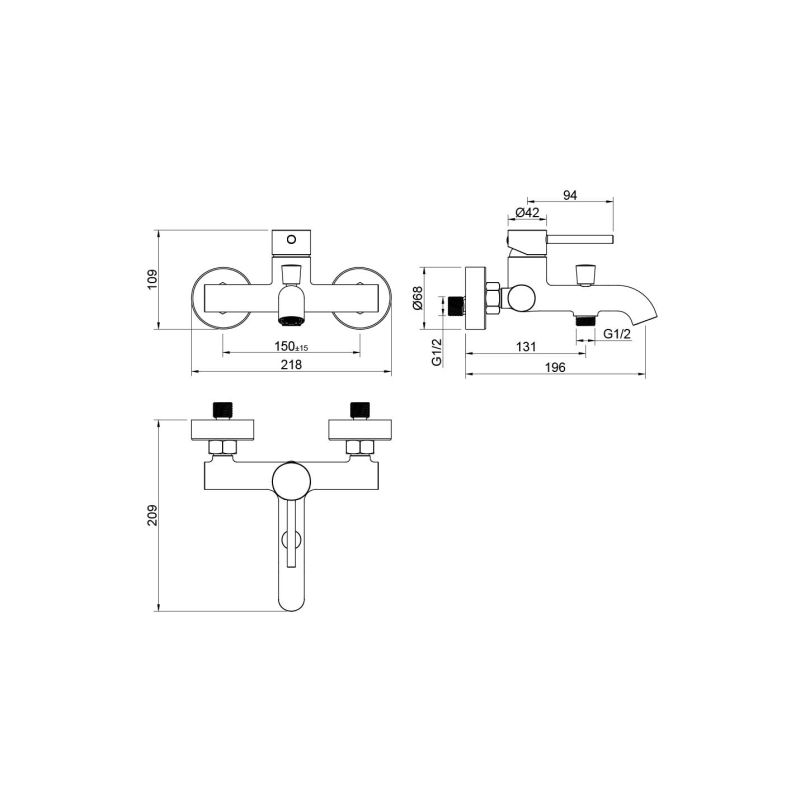Смеситель для ванны Aquatek AQ1340CR ЕВРОПА