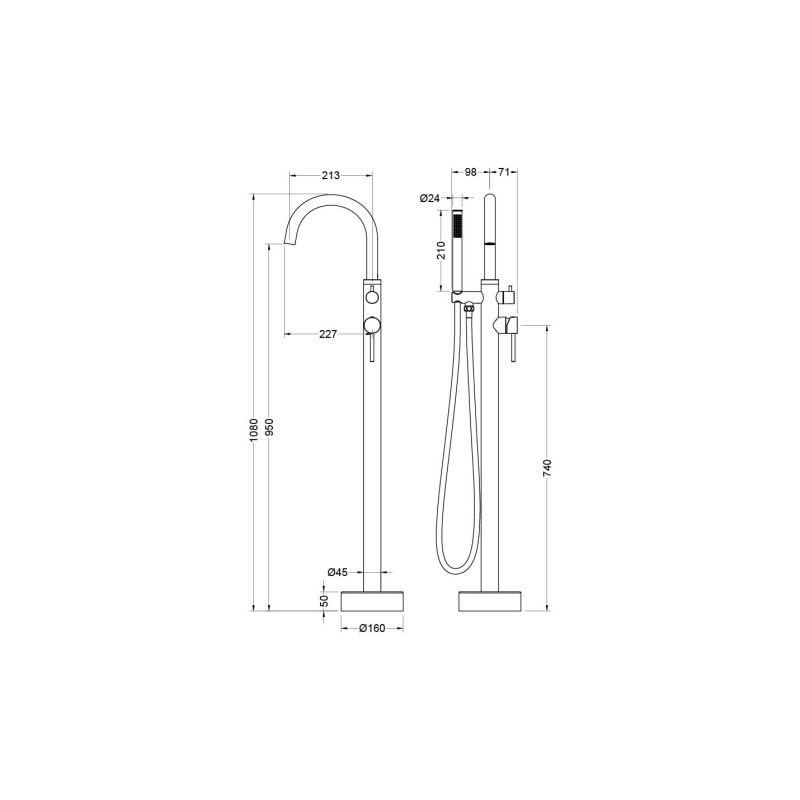 Смеситель для ванны напольный Aquatek AQ1345CR ЕВРОПА