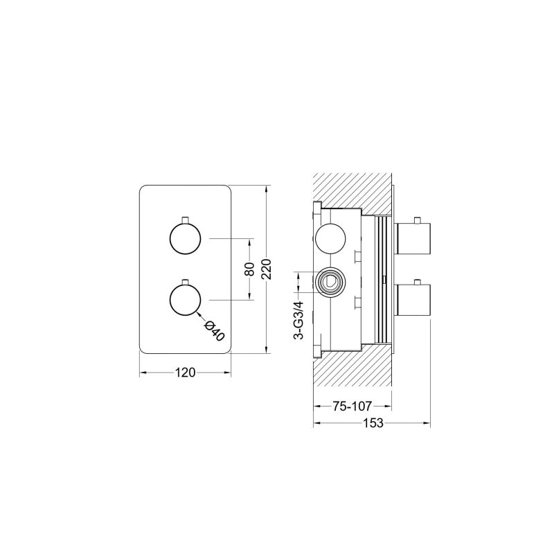 Термостатический смеситель для душа (внешняя и скрытая часть) Aquatek, матовый черный AQ1391MB ЕВРОПА