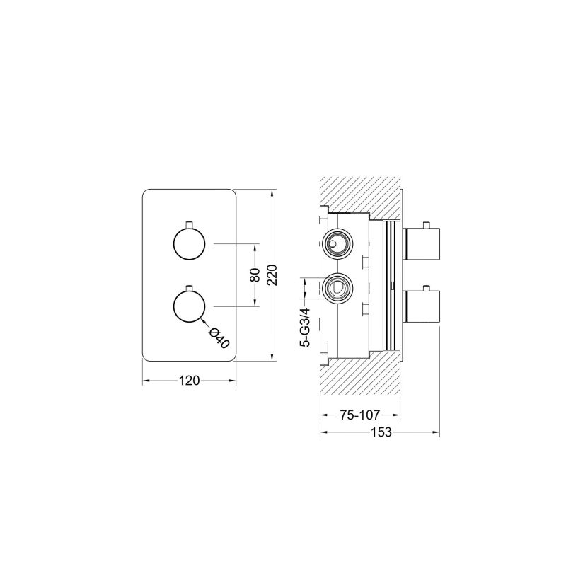 Термостатический смеситель для ванны 3 режима (внешняя и скрытая часть) Aquatek, матовый черный AQ1393MB ЕВРОПА