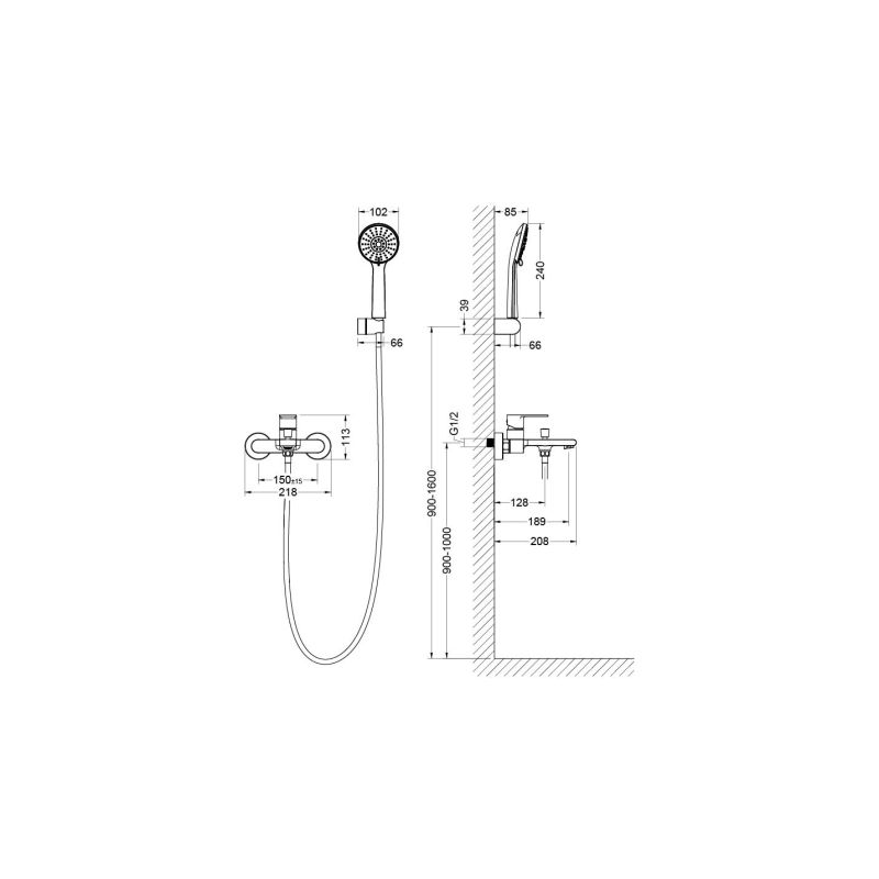 Смеситель для ванны с душевым набором Aquatek AQ1449CR ЛИРА