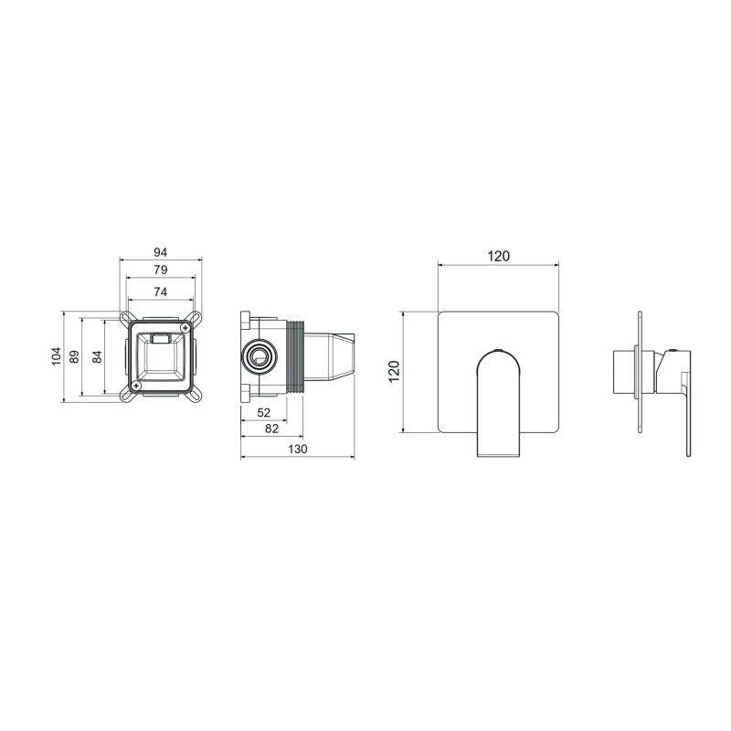 Смеситель для душа (внешняя и скрытая часть) Aquatek, матовый черный AQ1466MB ЛИРА