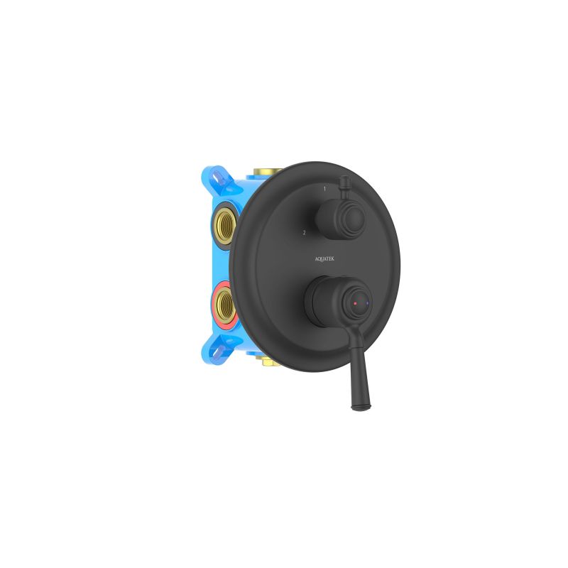 Смеситель для ванны 3 режима (внешняя и скрытая часть) Aquatek, матовый черный AQ1547MB КЛАССИК