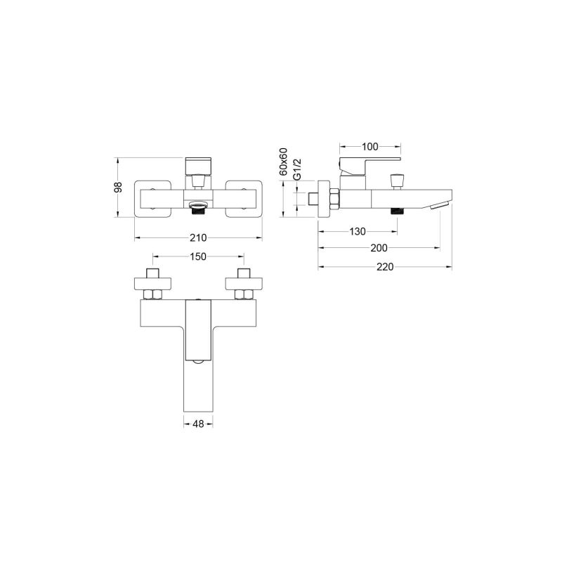 Смеситель для ванны Aquatek, матовый черный AQ1640MB ЛИБРА
