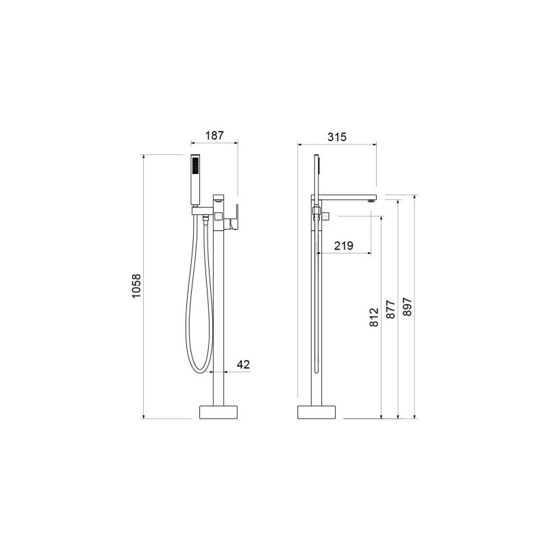 Смеситель для ванны напольный Aquatek, матовый черный AQ1645MB ЛИБРА