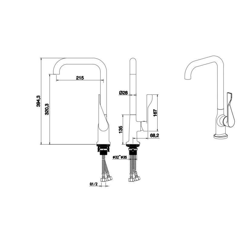 Смеситель для кухни Aquatek Вега AQ1083MB Черный матовый