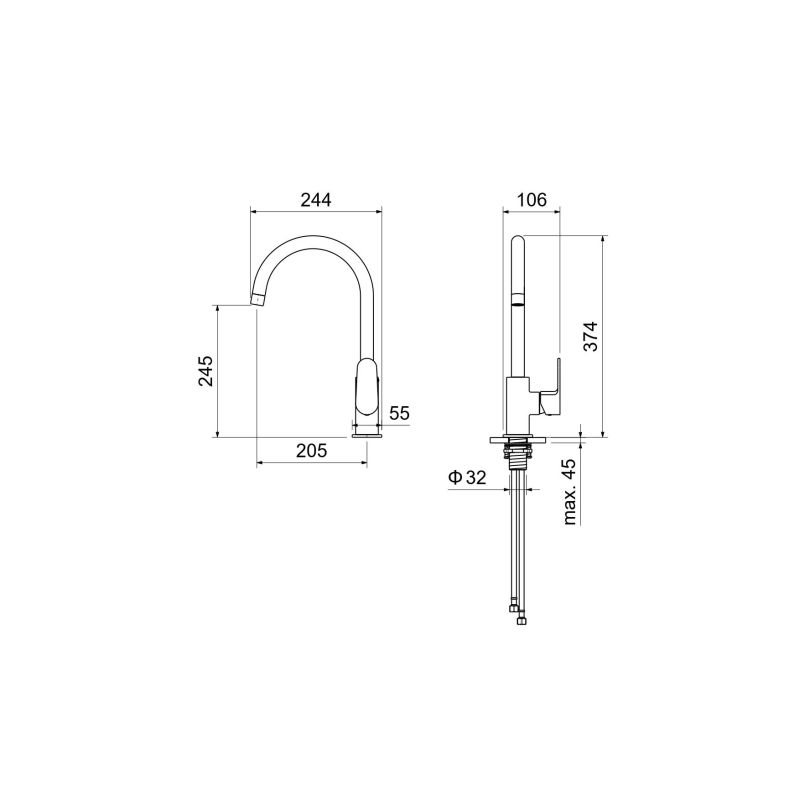 Смеситель для кухни Aquatek Оберно AQ1282MB Черный матовый