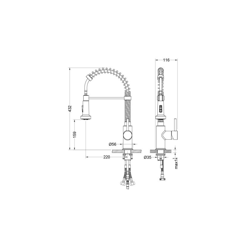 Смеситель для кухни Aquatek Европа AQ1387MB Черный матовый
