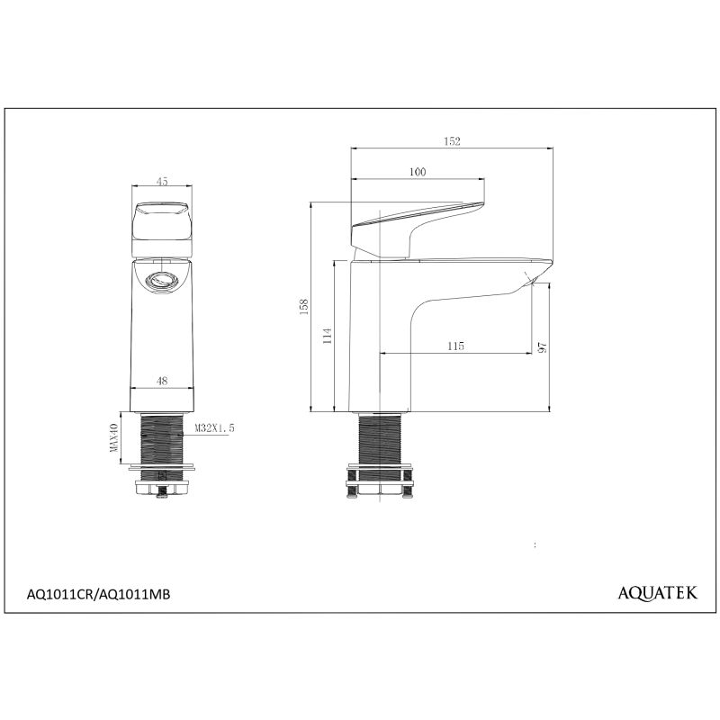 Cмеситель для раковины Aquatek ВЕГА AQ1011MB Черный матовый
