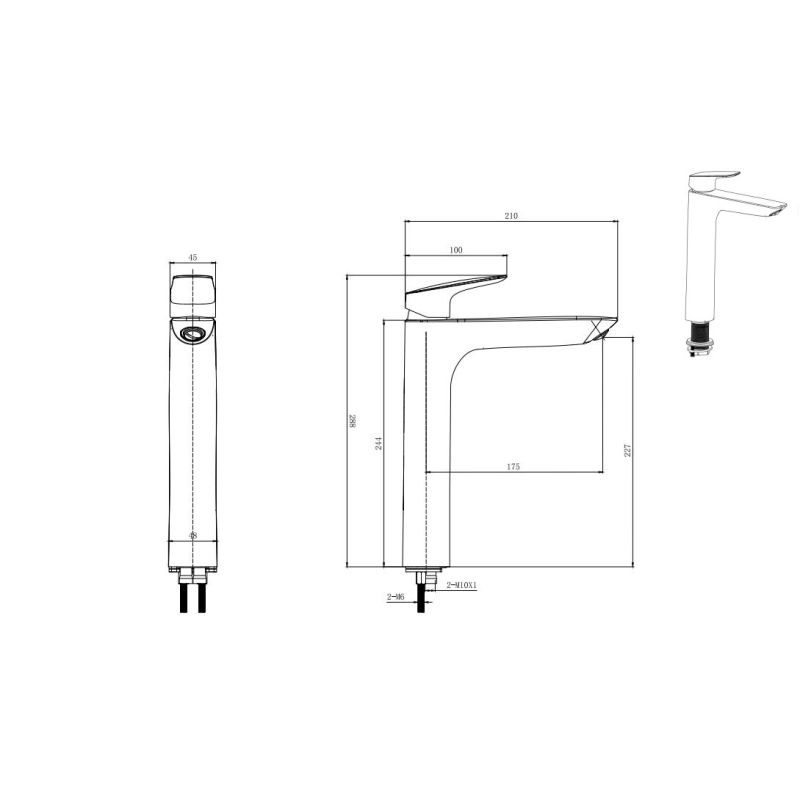 Cмеситель для раковины Aquatek ВЕГА AQ1004MB Черный матовый