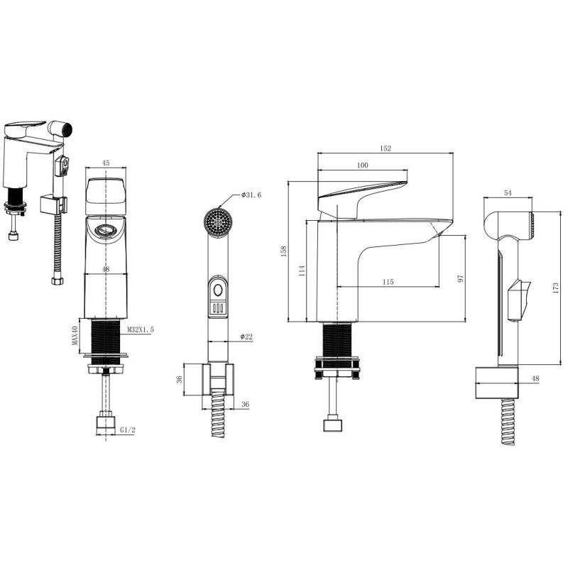 Cмеситель для раковины Aquatek ВЕГА AQ1012MB Черный матовый