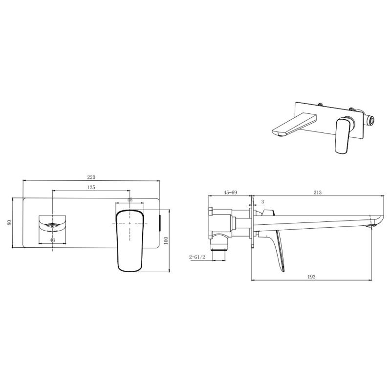 Cмеситель для раковины Aquatek ВЕГА AQ1013MB Черный матовый