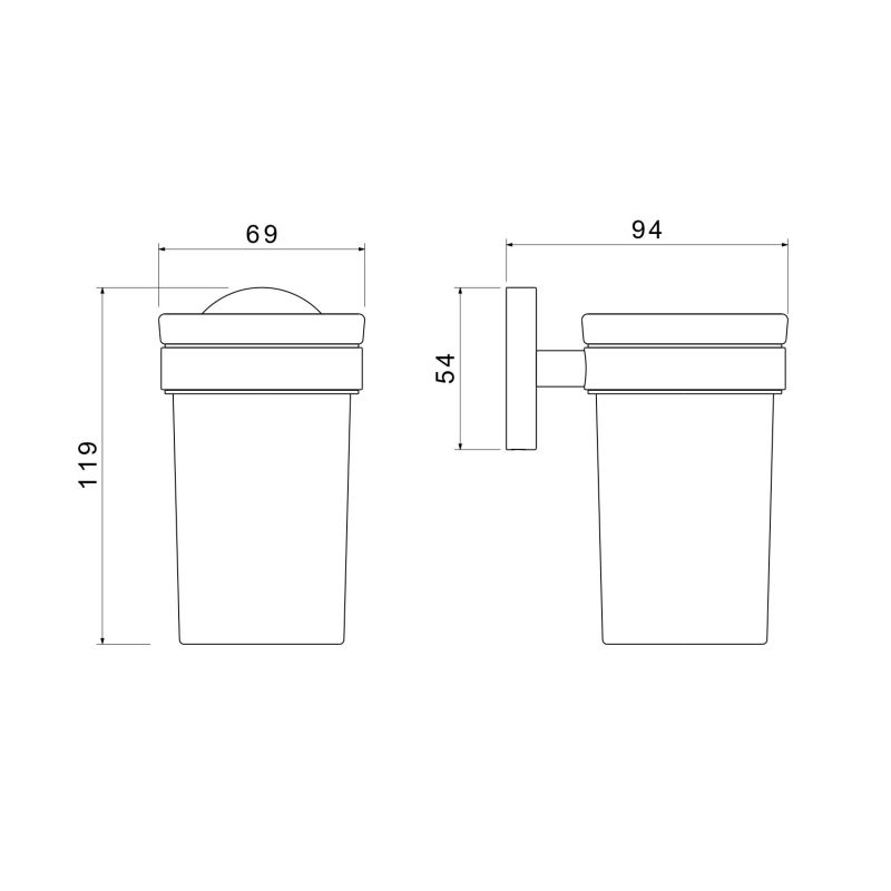 Стакан с держателем Aquatek, матовый черный AQ4104MB ЕВРОПА