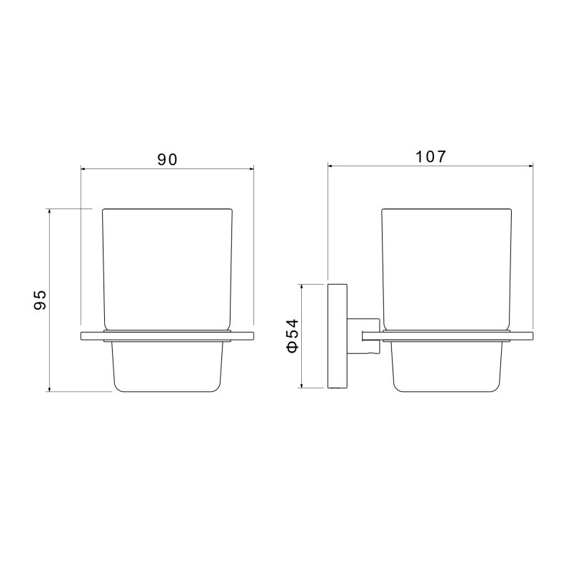 Стакан с держателем Aquatek, матовый черный AQ4204MB ОБЕРОН