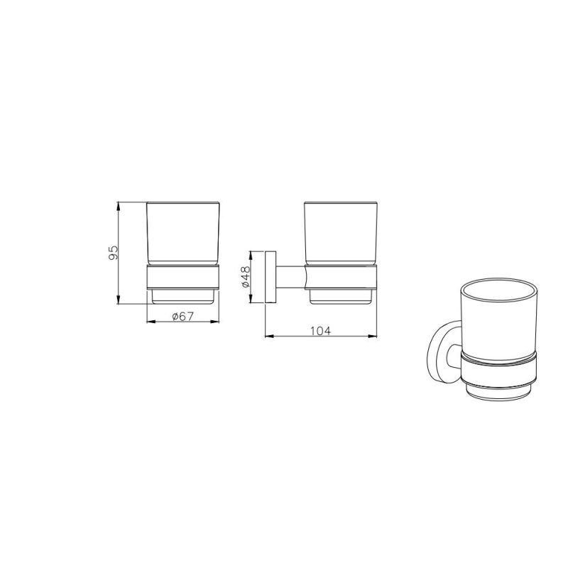 Стакан с держателем Aquatek, матовый черный AQ4004MB ВЕГА 