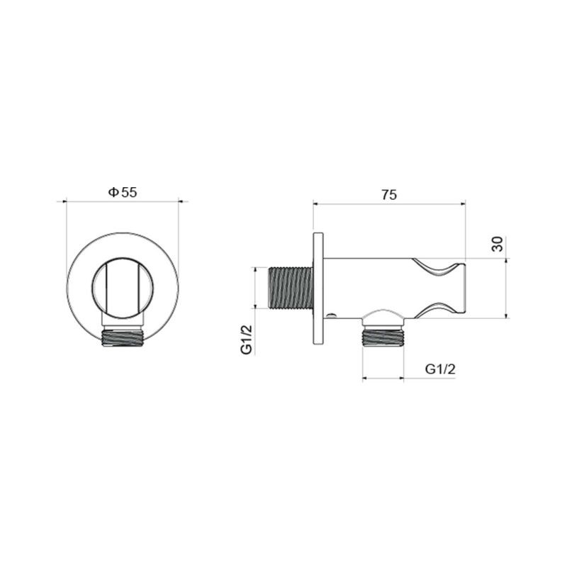 Шланговое подсоединение с держателем Aquatek, матовый черный AQ2460MB 
