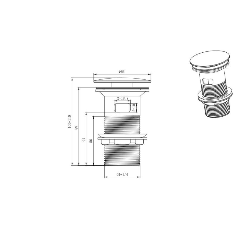 Донный клапан Aquatek AQ6001MB click-clack Черный матовый