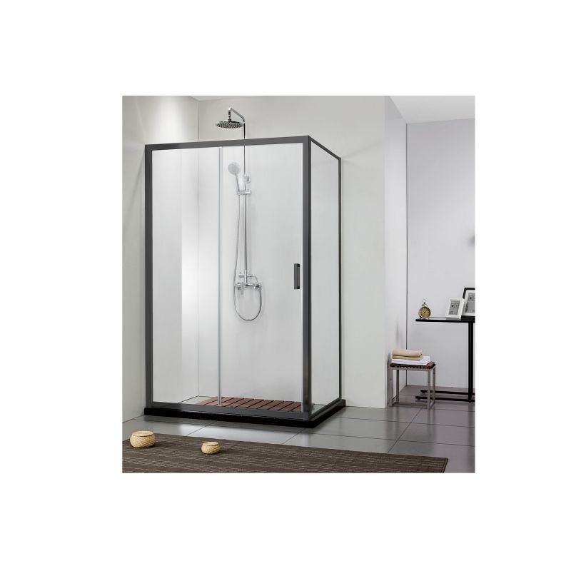 Душевая дверь Aquatek 100 AQ ARI RA 10020BL профиль Черный стекло прозрачное