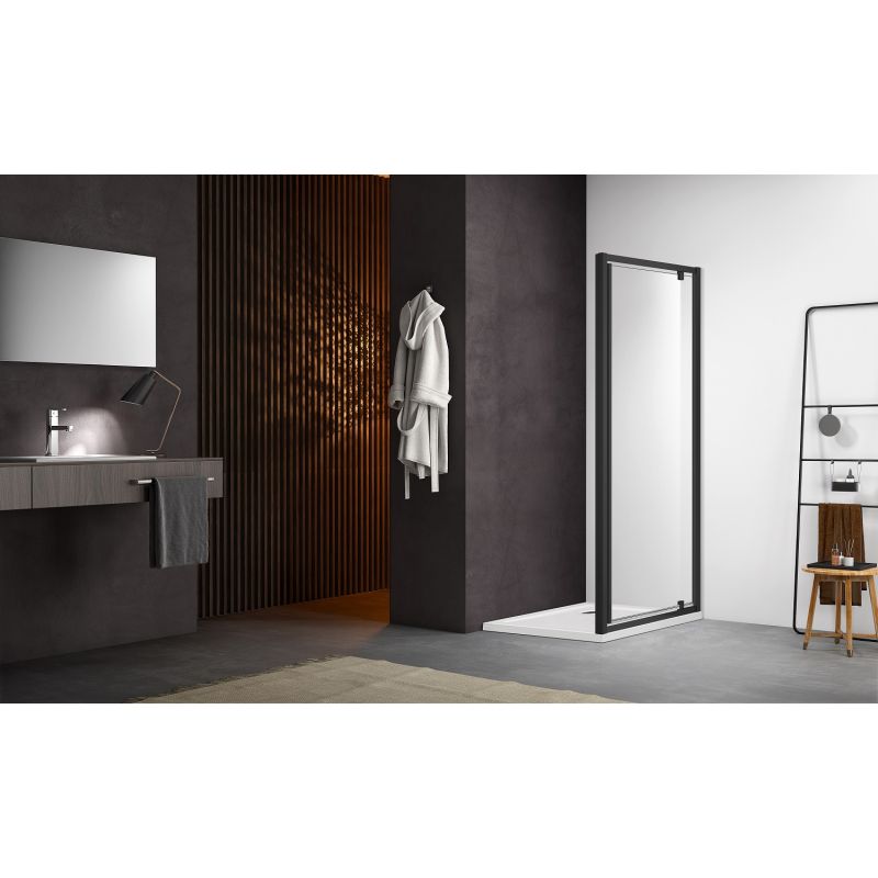 Душевая дверь Aquatek 100 AQ ARI PI 10020BL профиль Черный стекло прозрачное