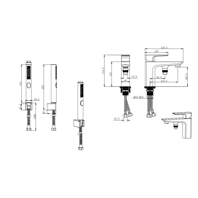 Смеситель врезной на борт ванны на 1 отв. Aquatek AQ1044CR ВЕГА 