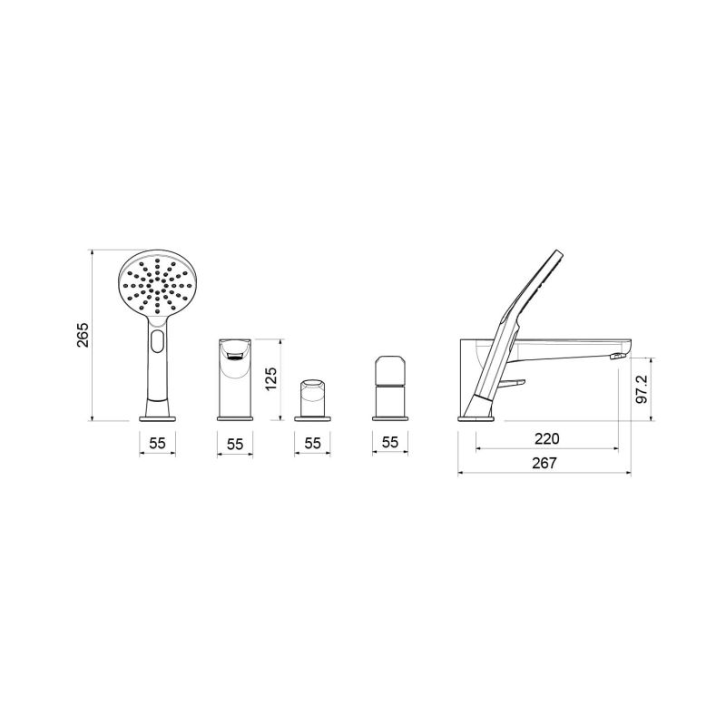Смеситель на борт ванны на 4 отв. Aquatek AQ1148CR БЕТТА