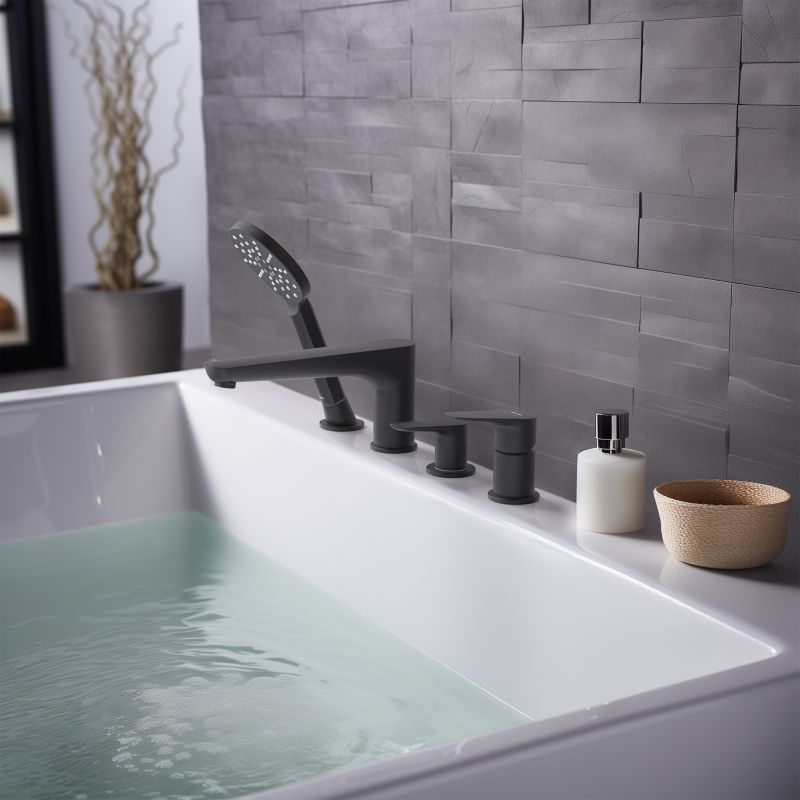 Смеситель на борт ванны на 4 отв. Aquatek, матовый черный AQ1148MB БЕТТА