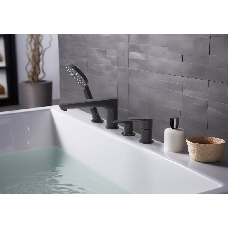 Смеситель на борт ванны на 4 отв. Aquatek, матовый черный AQ1148MB БЕТТА