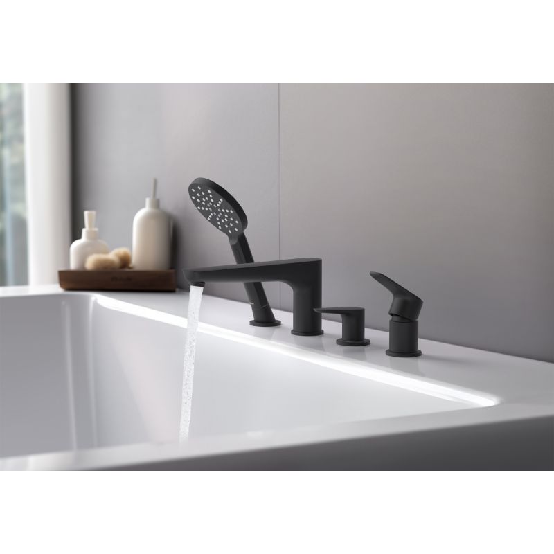 Смеситель на борт ванны на 4 отв. Aquatek, матовый черный AQ1148MB БЕТТА