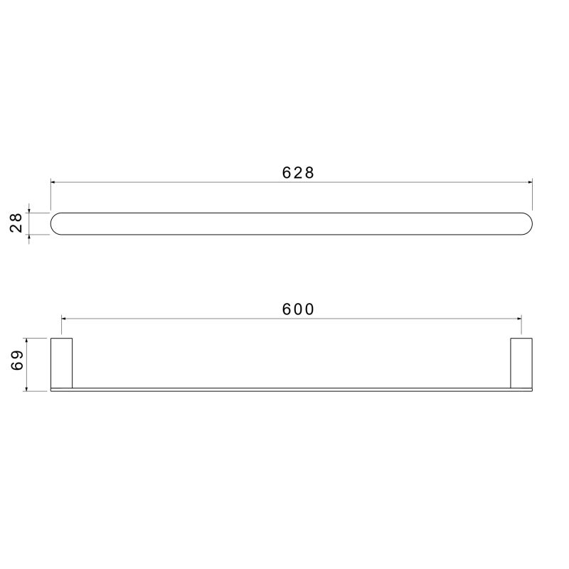 Полотенцедержатель 600 мм Aquatek, матовый черный AQ4414MB ЛИРА