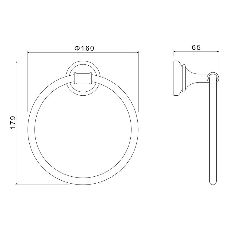 Полотенцедержатель кольцо Aquatek, матовый черный AQ4512MB КЛАССИК