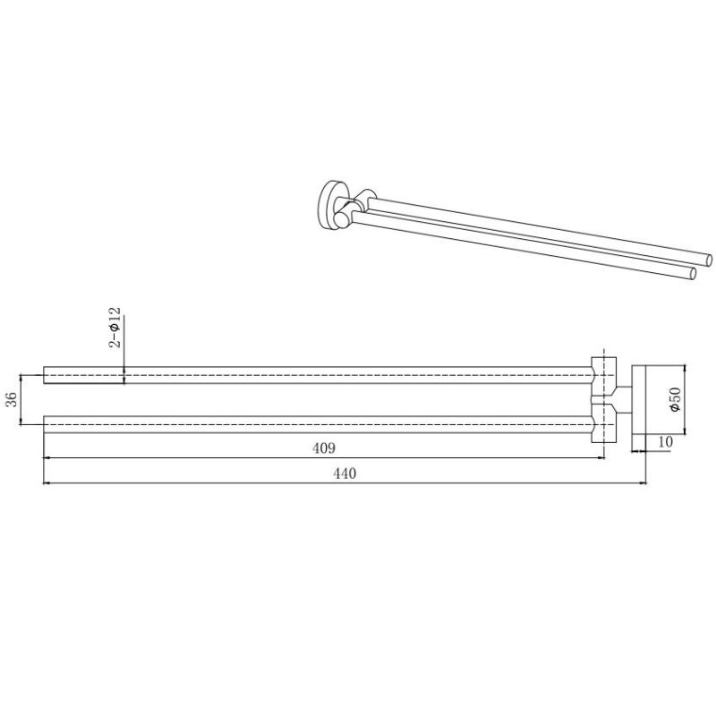 Полотенцедержатель двойной Aquatek, матовый черный AQ4013MB ВЕГА 