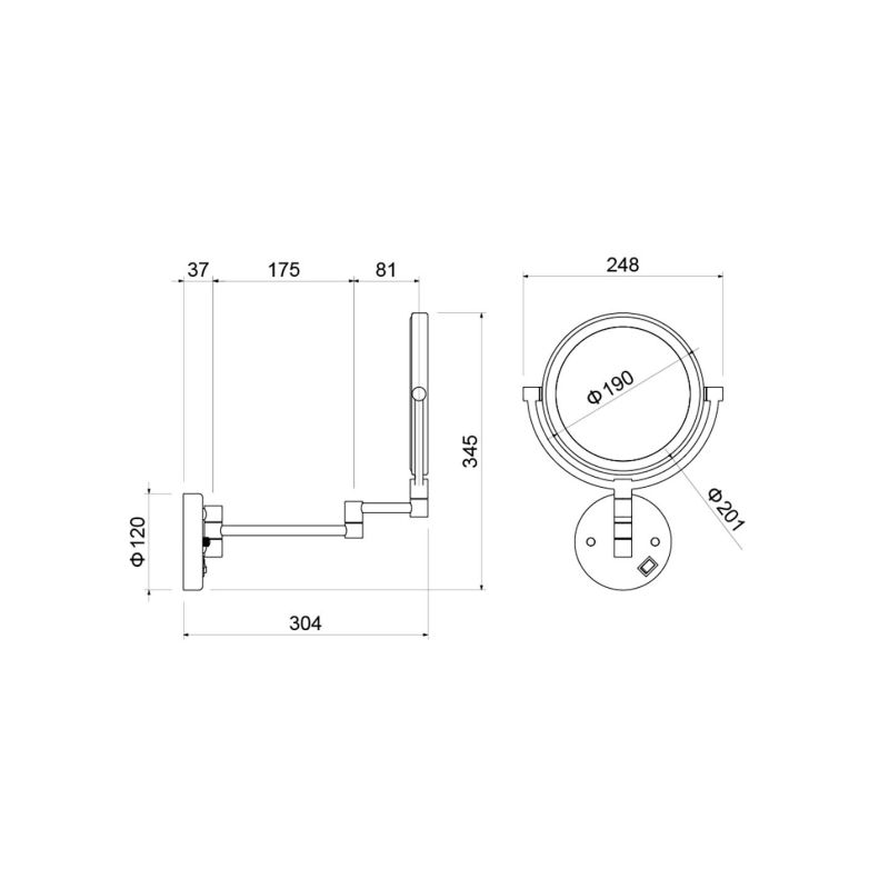Зеркало косметическое настенное с подсветкой 5х Aquatek AQ4915CR 