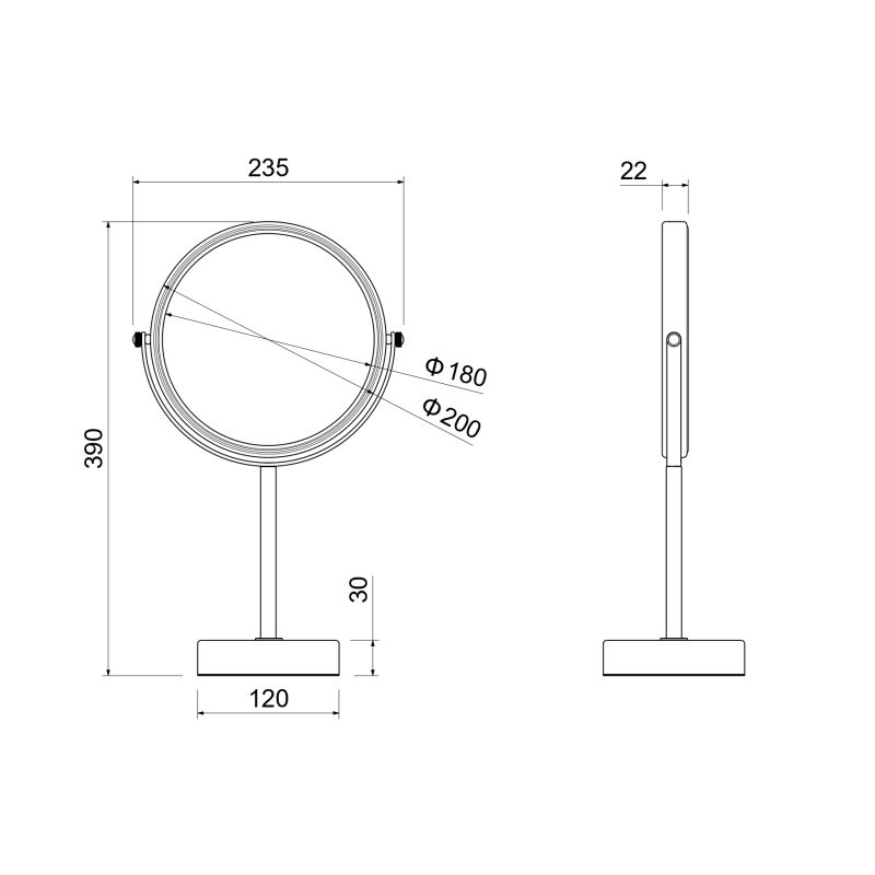 Зеркало косметическое настольное 3х Aquatek AQ4913CR 