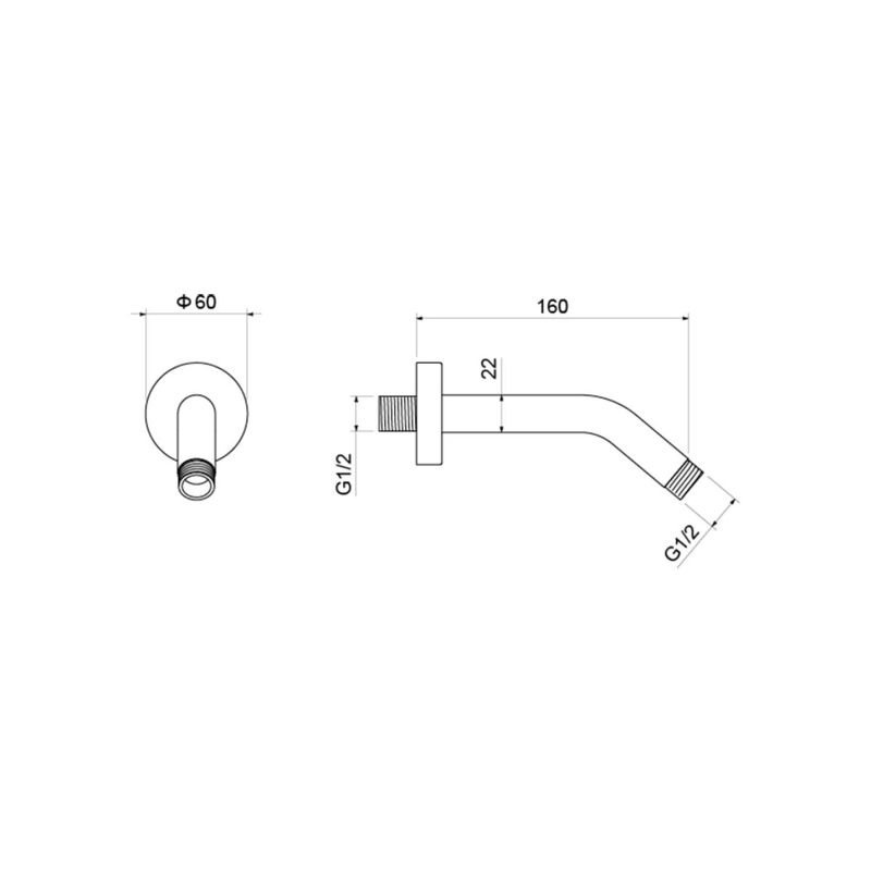 Держатель верхнего душа настенный 160 мм Aquatek AQ2173CR 